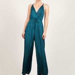 Bl^nk by Anthropologie emerald green jumpsuit with wrap around tie